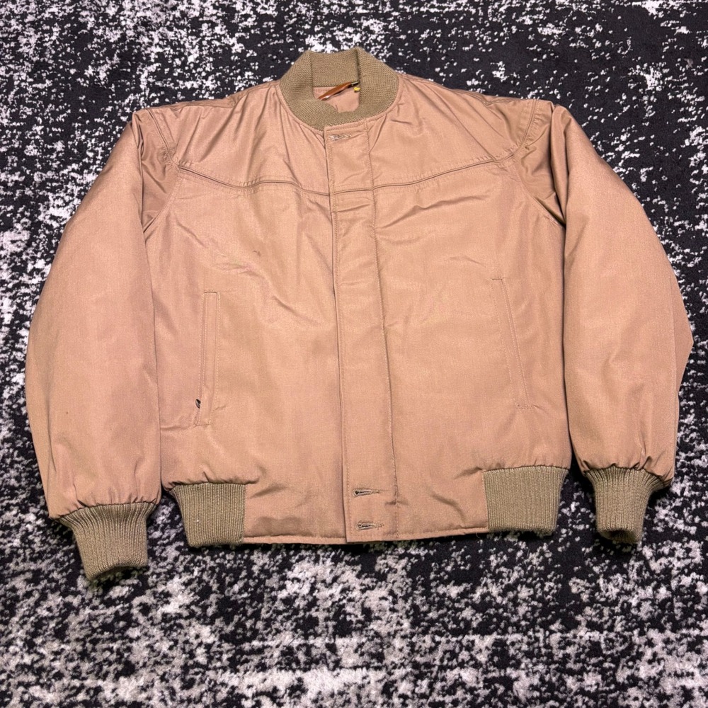 Vintage Derby of San Francisco Tan Paisley Lined Bomber Jacket Size 38